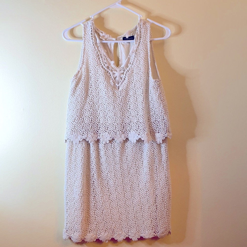 Topshop cream overlay crochet dress!